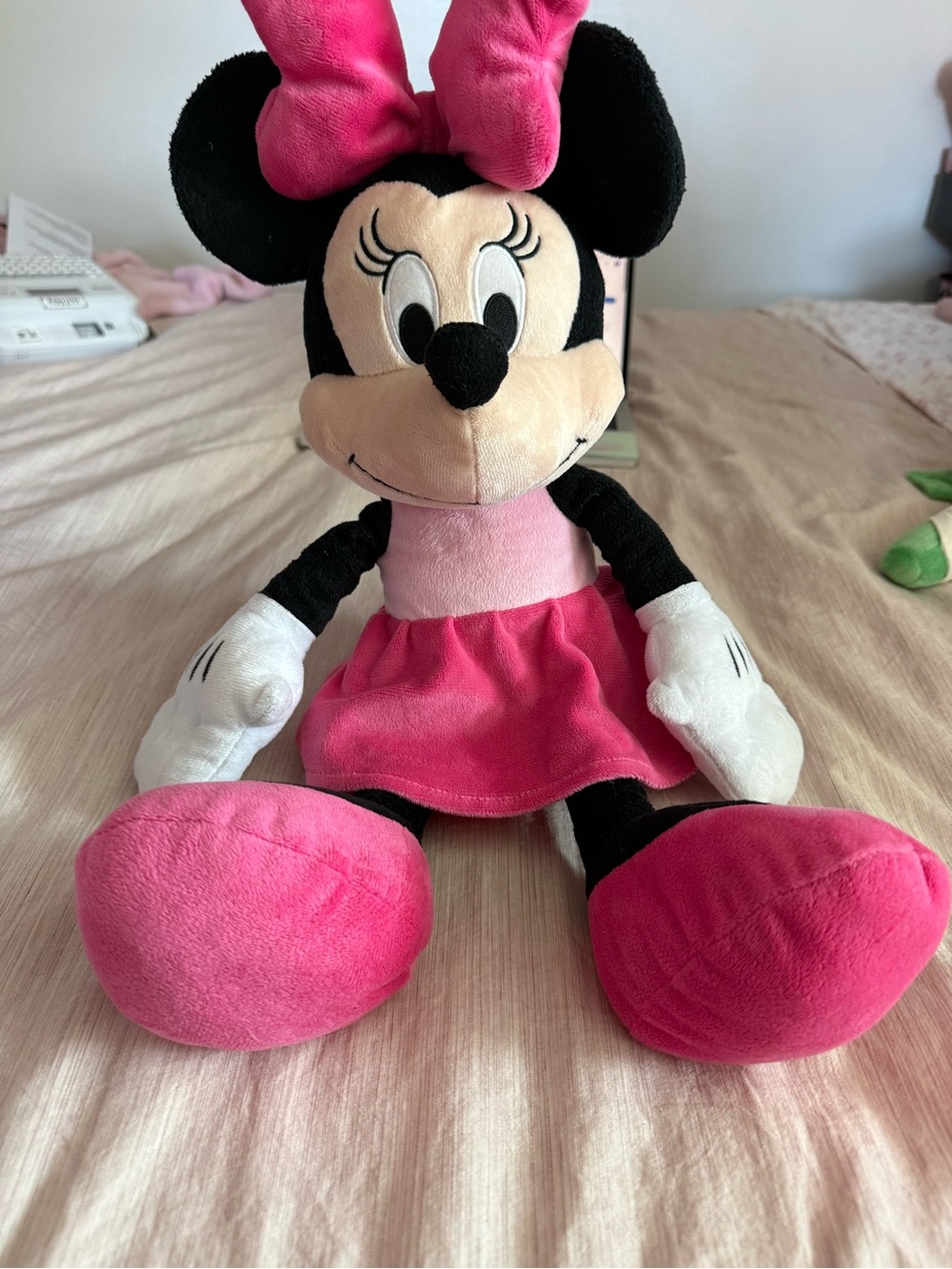 Disney Pink Minnie Mouse Plush with Hot Pink Bow and Dress